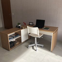 Mesa para Escritório em L Diretor 1 Porta 2 Nichos 135x168,5cm Smart  - 9