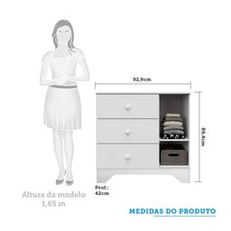 Cômoda Infantil 1 Porta e 3 Gavetas 100% MDF Cocada - 5