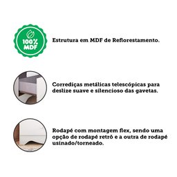 Cômoda Infantil 1 Porta e 3 Gavetas 100% MDF Cocada - 12