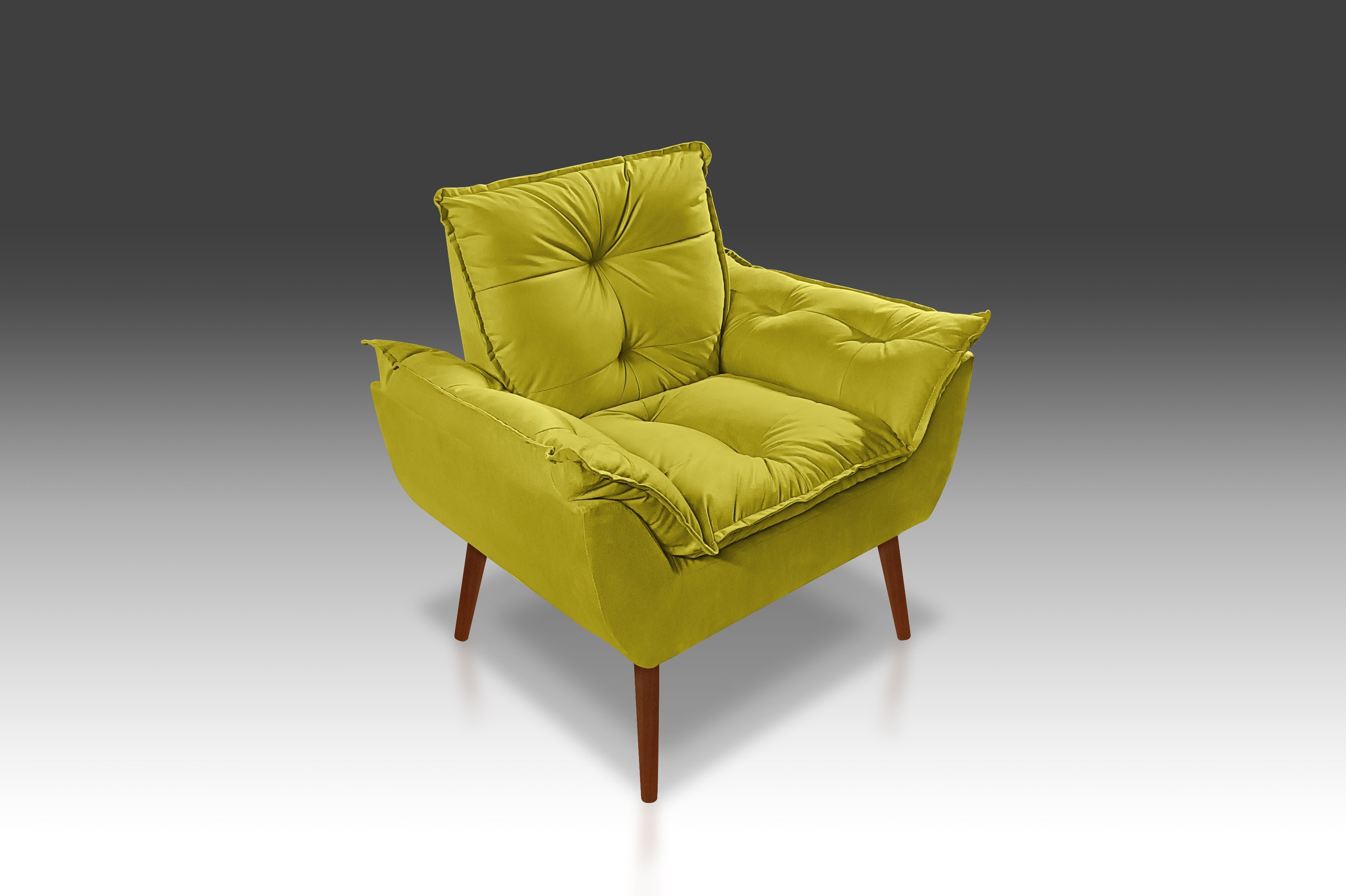 Poltrona Opala Suede Amarelo - Casa da Poltrona