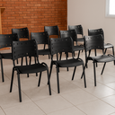 Ver imagem 1 de Cadeira Iso Base Preto Igreja, Escola, Escritório - Preto - Kit 10 Peças