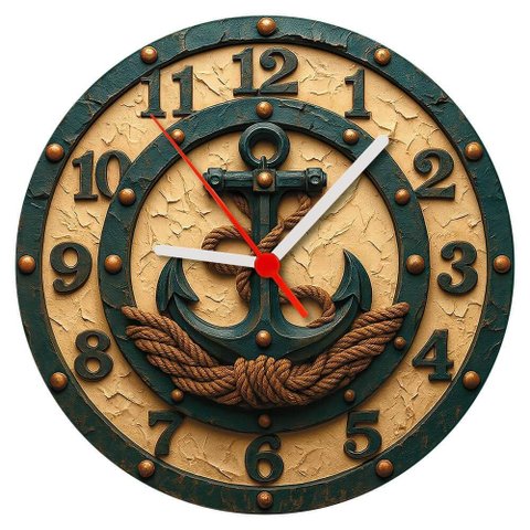 Relógio de Parede - Ancora Naval -efeito 3d -25x25x2cm
