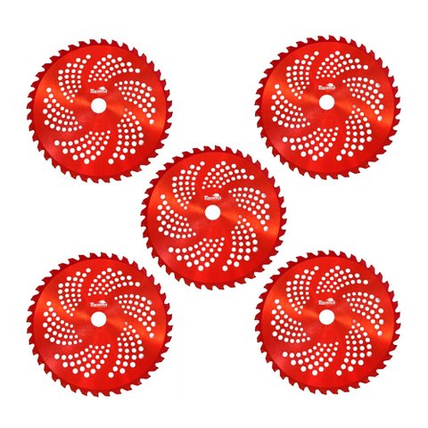 Kit 05 Lâminas para Roçadeira Circular 40 Dentes Videa Toyama 255×25,4×2,0mm Vermelha