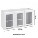 Ver imagem 3 de Armário Aéreo Cozinha em Aço Topázio 3 Portas com Vidro Branco - Telasul