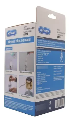 Ver imagem 4 de Mini Umidificador Lâmpada Knup Kp-um1 Dourado 2w Led