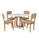 Ver imagem 1 de Mesa de Jantar Redonda Montreal Bran/jade com 4 Cadeiras Estofadas Ella Bege