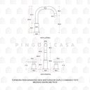 Ver imagem 6 de Torneira Para Banheiro Inox Misturador Duplo Comando Tefé Pingoo.casa - Dourado