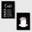 Ver imagem 2 de Kit 2 Quadros Cantinho Do Café Xícaras Flores 45x34cm - com vidro:Madeira branca