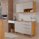 Ver imagem 2 de Balcão com Aéreo Aurea 120 Cm com 4 Portas Cinamomo/off White