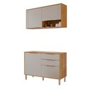Ver imagem 1 de Balcão com Aéreo Aurea 120 Cm com 4 Portas Cinamomo/off White