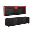 Ver imagem 5 de Kit Quarto Gamer Baú e Painel Fighter Usb 90 Cama Solteiro:preto e Vermelho