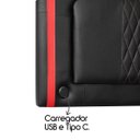 Ver imagem 3 de Kit Quarto Gamer Baú e Painel Fighter Usb 90 Cama Solteiro:preto e Vermelho