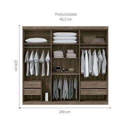 Guarda Roupa Casal 6 Portas 4 Gavetas 240cm Imaginare Santos Andirá - 3