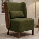 Ver imagem 2 de Poltrona Decorativa Verso Pes Madeira Linho Color Trend e Courino Moll Tca 307 Tcs 727