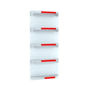 Kit 5 Bandejas para Gondola Canto 202 Fit 40/60 Branco Pe Vermelho