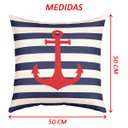 Ver imagem 4 de Kit 4 Capas de Almofadas Âncora Azul Navegação Marítima