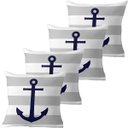 Ver imagem 1 de Kit 4 Capas de Almofadas Âncora Azul Navegação Marítima
