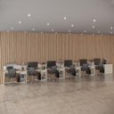 Ver imagem 4 de Conjunto de Escritório Noruega 5 Livreiro 1 Buffet e 6 Mesas 90cm - Via Nossa - Off White e Cedro
