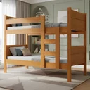 Ver imagem 5 de Beliche Resistente Fortaleza em Mdf Vira 2 Camas Solteiro Nature Amadeirado