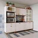 Ver imagem 1 de Cozinha Compacta Modulada 4 Gavetas 4 Peças Joy Branco/Off White/Nogueira
