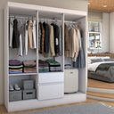 Ver imagem 3 de Guarda-roupa Casal Sena Slim 6 Portas 2 Gavetas Branco - Panorama Móveis