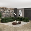 Ver imagem 1 de Conjunto Sala de Estar 1 Sofá Living 240cm e 2 Poltronas Stanford Chesterfield Pés Madeira Couro Ver
