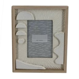 Porta Retrato de Madeira 10X15 Branco e Bege - 1