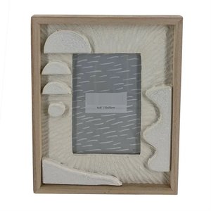 Porta Retrato de Madeira 10X15 Branco e Bege