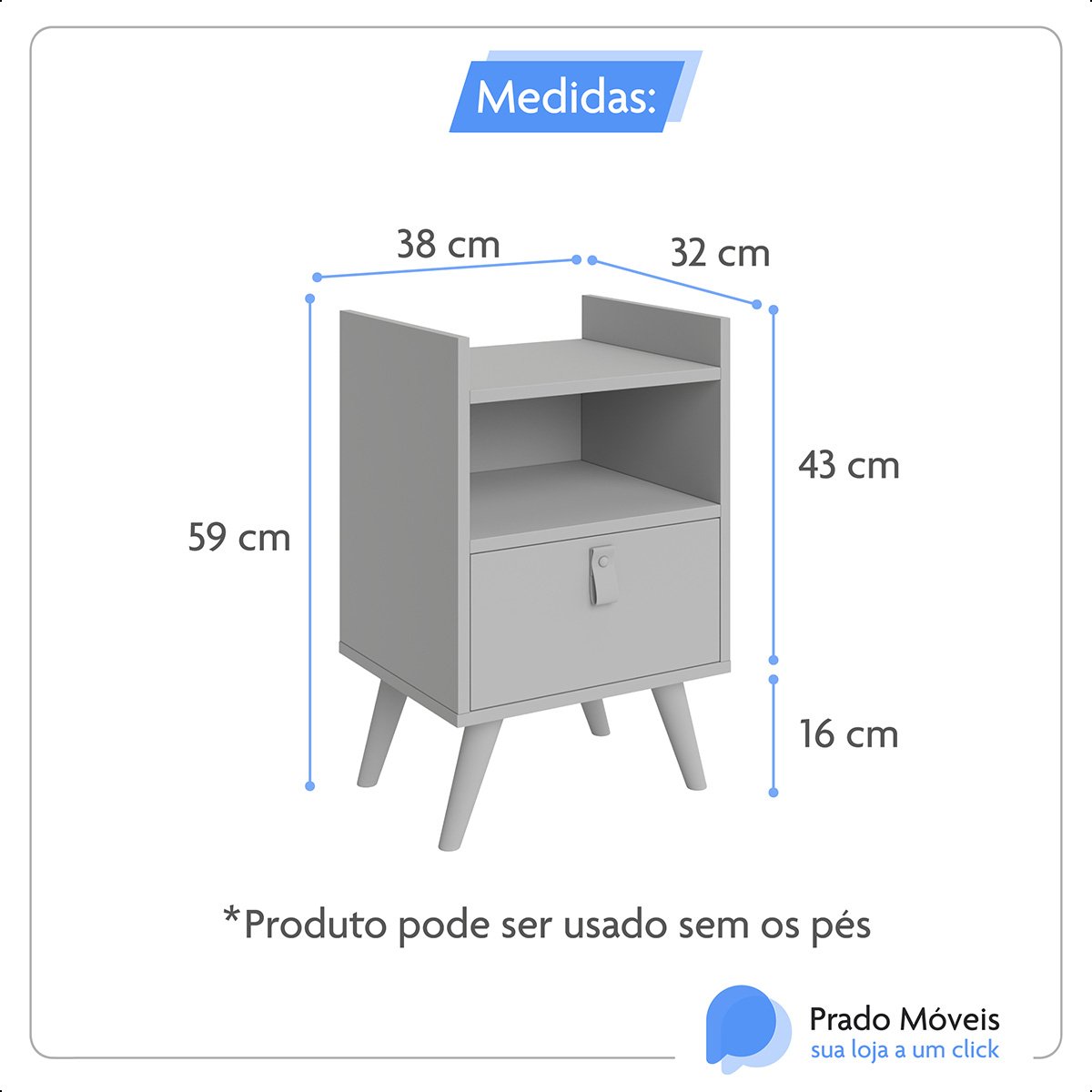 Mesa de Cabeceira 2 em 1 com Pés e Suspensa Puxador em Couro:branco - 7