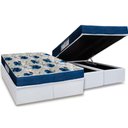 Ver imagem 1 de Cama Box Baú Queen: Colchão Anatômico Ortobom D28 / Ep Iso 60 Super Firme + Base White(158x198)