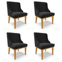 Ver imagem 1 de Kit 4 Cadeiras Estofadas para Sala de Jantar Base Fixa de Madeira Castanho Lia Suede Preto - Ibiza