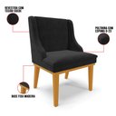 Ver imagem 3 de Kit 4 Cadeiras Estofadas para Sala de Jantar Base Fixa de Madeira Castanho Lia Suede Preto - Ibiza