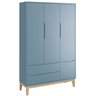 Guarda-Roupa Retrô 3 Portas Classic New Azul Fosco com Natural - MoveisAqui - 1
