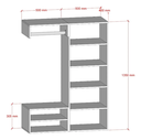 Ver imagem 3 de Closet Estante Supenso Mdf Aberto com Cabide e Sapateira de Parede:cinza