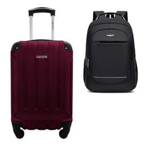 Kit Mala de Viagem Bordo Tamanho Pp Rígida em Abs Cadeado Segredo Rodas 360º Gladiador A5mb2 com Moc
