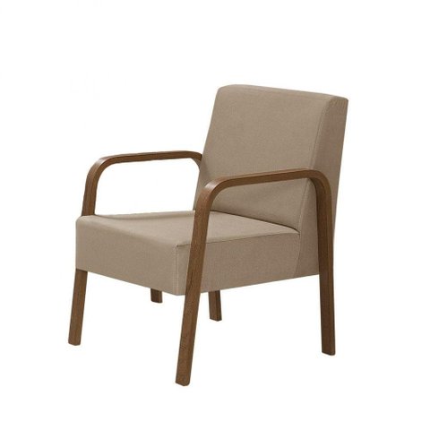 Poltrona 1 Lugar Braço Madeira D Salla Suede Cappuccino