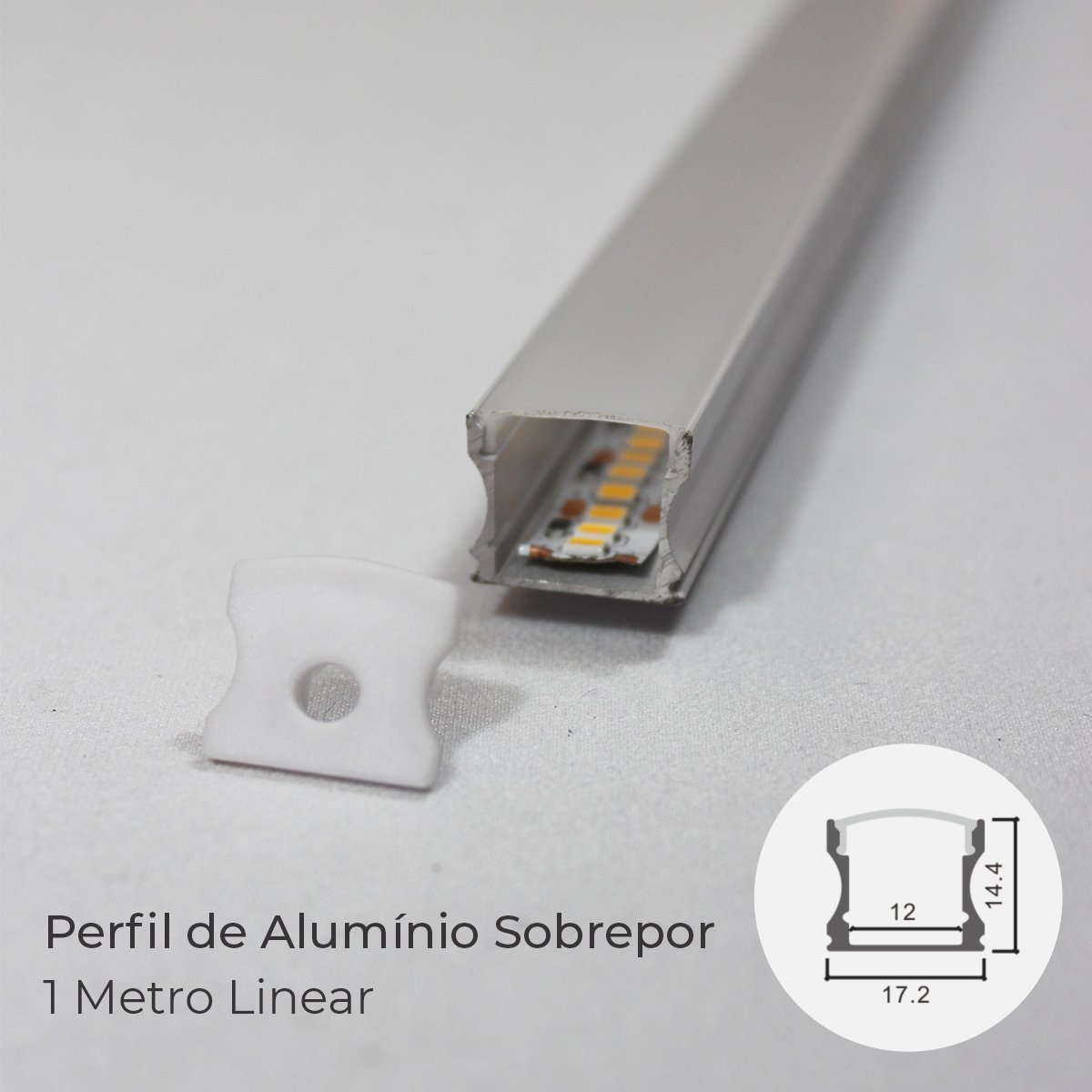 02 Perfil de Aluminio Embutir 1 Metro Slim 17.2x14.4mm - 8