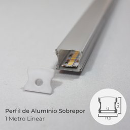 02 Perfil de Aluminio Embutir 1 Metro Slim 17.2x14.4mm - 9