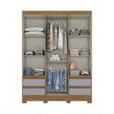 Ver imagem 4 de Guarda-roupa Solteiro Lema 3 Portas 4 Gavetas com Espelho Nature/cinza - Henn
