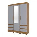 Ver imagem 3 de Guarda-roupa Solteiro Lema 3 Portas 4 Gavetas com Espelho Nature/cinza - Henn