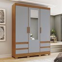 Ver imagem 1 de Guarda-roupa Solteiro Lema 3 Portas 4 Gavetas com Espelho Nature/cinza - Henn