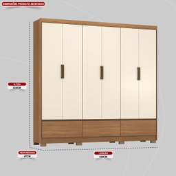 Guarda Roupa Casal 6 Portas e 3 Gavetas Himalaia - Amêndola Touch/off White - 2