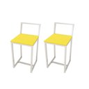 Ver imagem 1 de Kit 2 Banqueta Baixa Para Cozinha Industrial Assento Estofado White