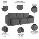 Ver imagem 3 de Sofá Cama Casal para Sala 276cm Polska K04 Linho Cinza Escuro - Mpozenato
