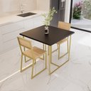 Ver imagem 1 de Conjunto Mesa de Jantar Quadrada Preta 2 Cadeiras Pinus Riviera Industrial Dourado Don Castro Decor