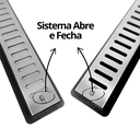 Ver imagem 4 de Ralo Linear Luxo Inox 304 Abre Fecha 5x90 Seca Box Banheiro com Tela Cocho Preto