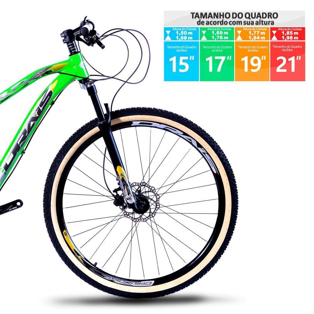 Bicicleta Aro 29 Drais 12 Velocidade Deore Trava Guidão 19" Verde/Rosa - 321 - 5