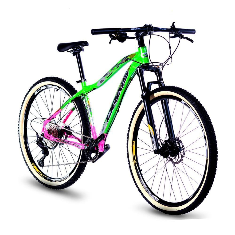 Bicicleta Aro 29 Drais 12 Velocidade Deore Trava Guidão 19" Verde/Rosa - 321 - 2