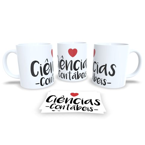 Canecas de Porcelana Branca Personalizada Profissões Ciencias Contábeis