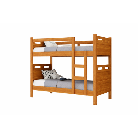 Beliche Jaspe MDF Acompanha Colchões D33 com Escada e Proteção Lateral Ideal para Criança:Nature